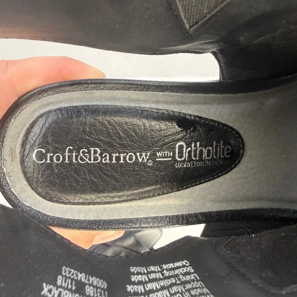 Croft & Barrow Animation Black Wedge Sandals Ortholite Pleated Womens 10 Med